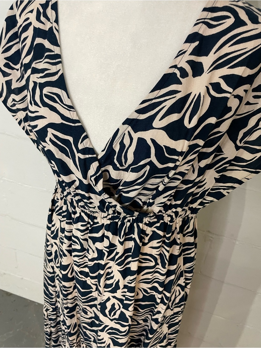 Fig Navy and Cream Abstract Wrap Maxi Dress - Picture 2 of 4